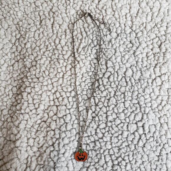 Silver adjustable pumpkin charm necklace - Picture 2 of 6